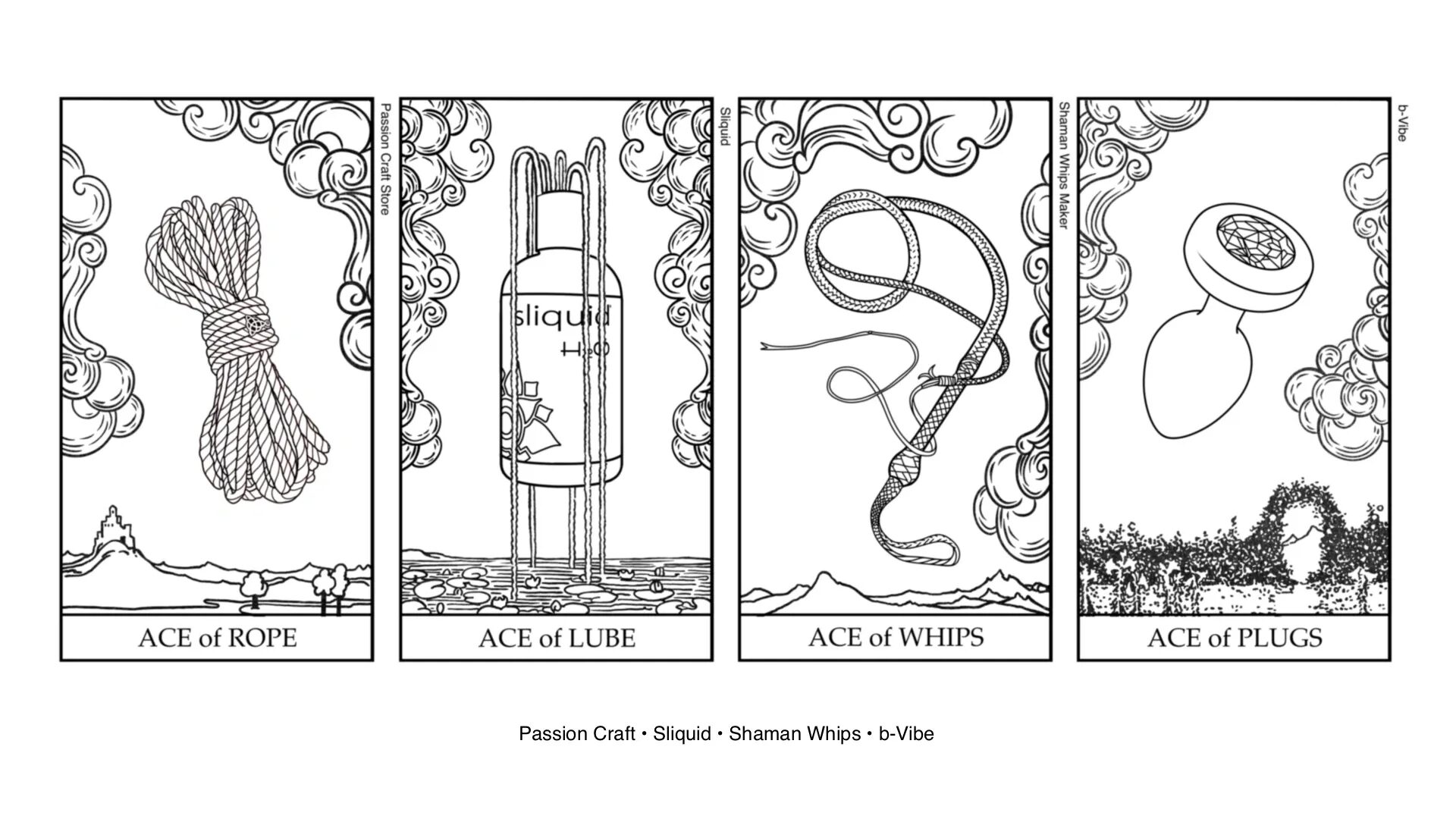 Four Vibrating Tarot Colouring Book Images