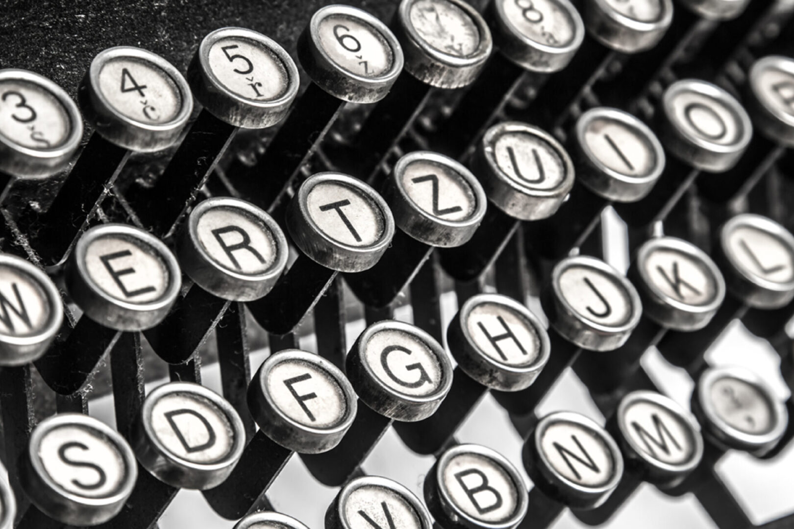 Close up image of typewriter keys